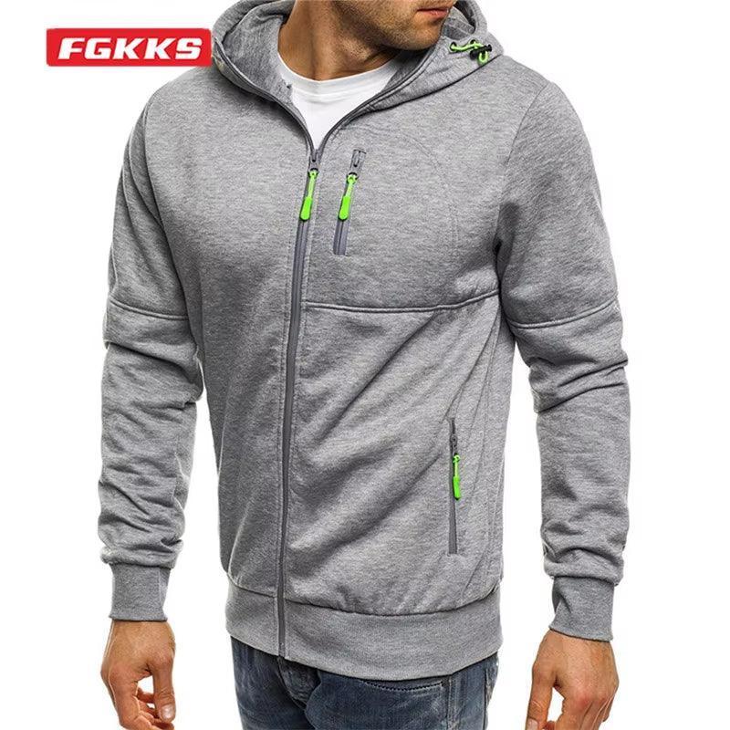 Men's Hooded Jacket - Zipper Fashion Brand Casual Outerwear Hoodie - ClubOn