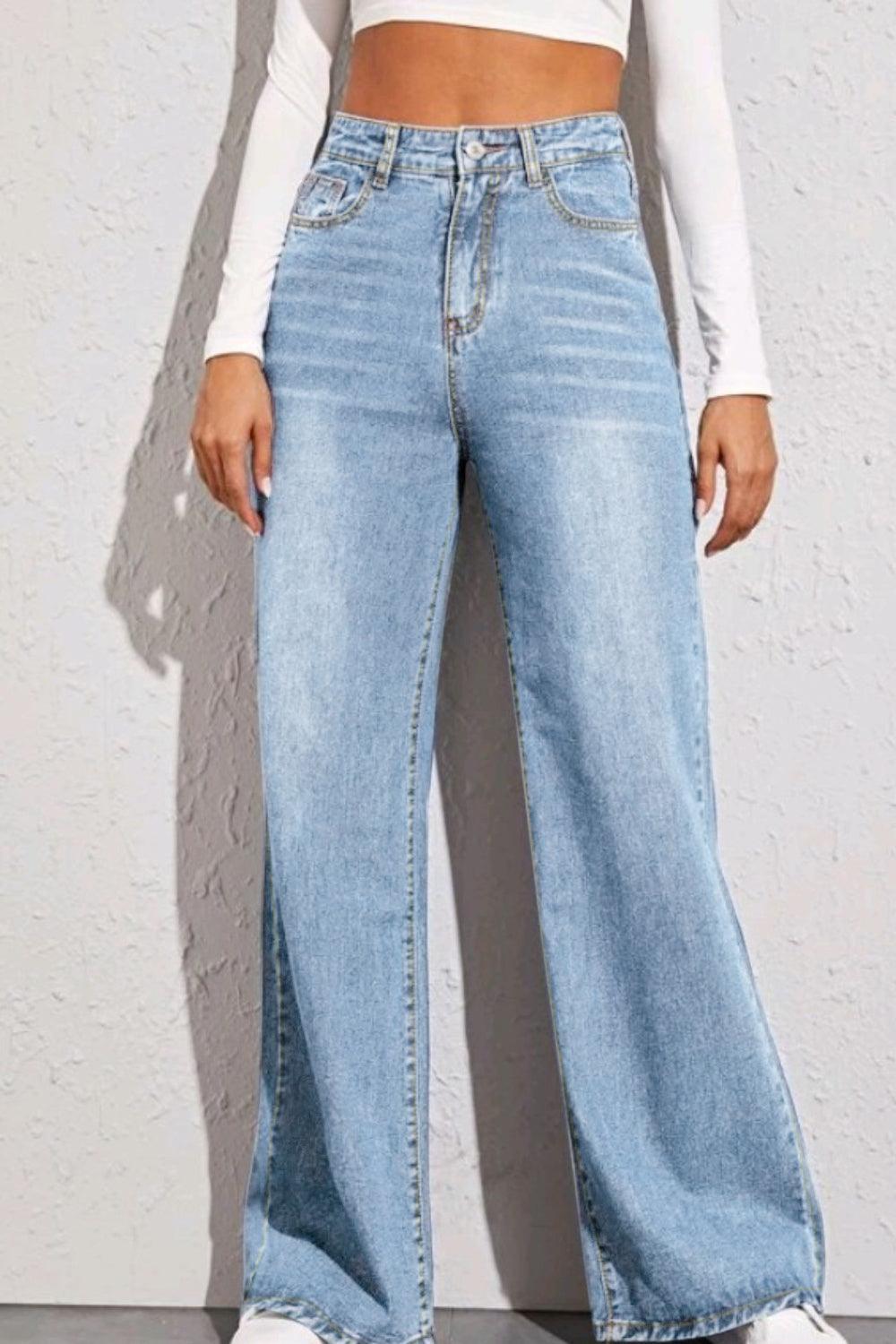 High Waist Wide Leg Jeans - ClubOn