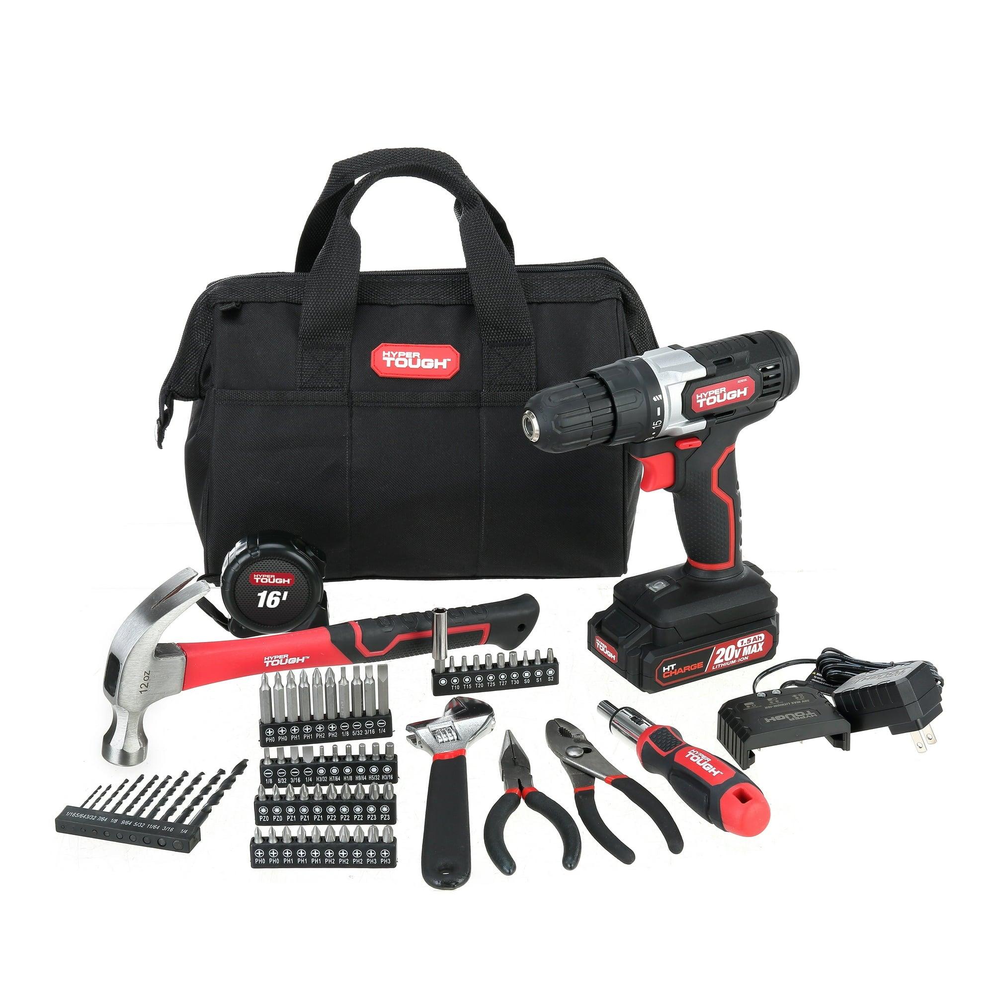 Hyper Tough 20V Max Lithium-Ion Cordless Drill, 70-Piece Tool Set, Battery & Charger - ClubOn