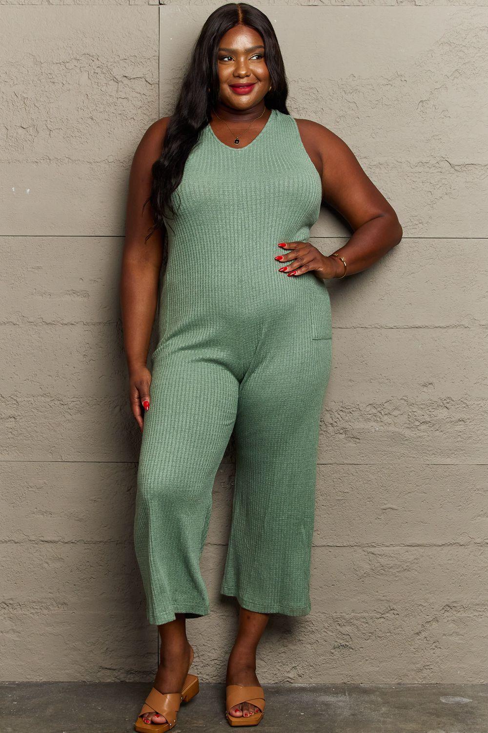 HEYSON Don't Get It Twisted Full Size Rib Knit Jumpsuit - ClubOn