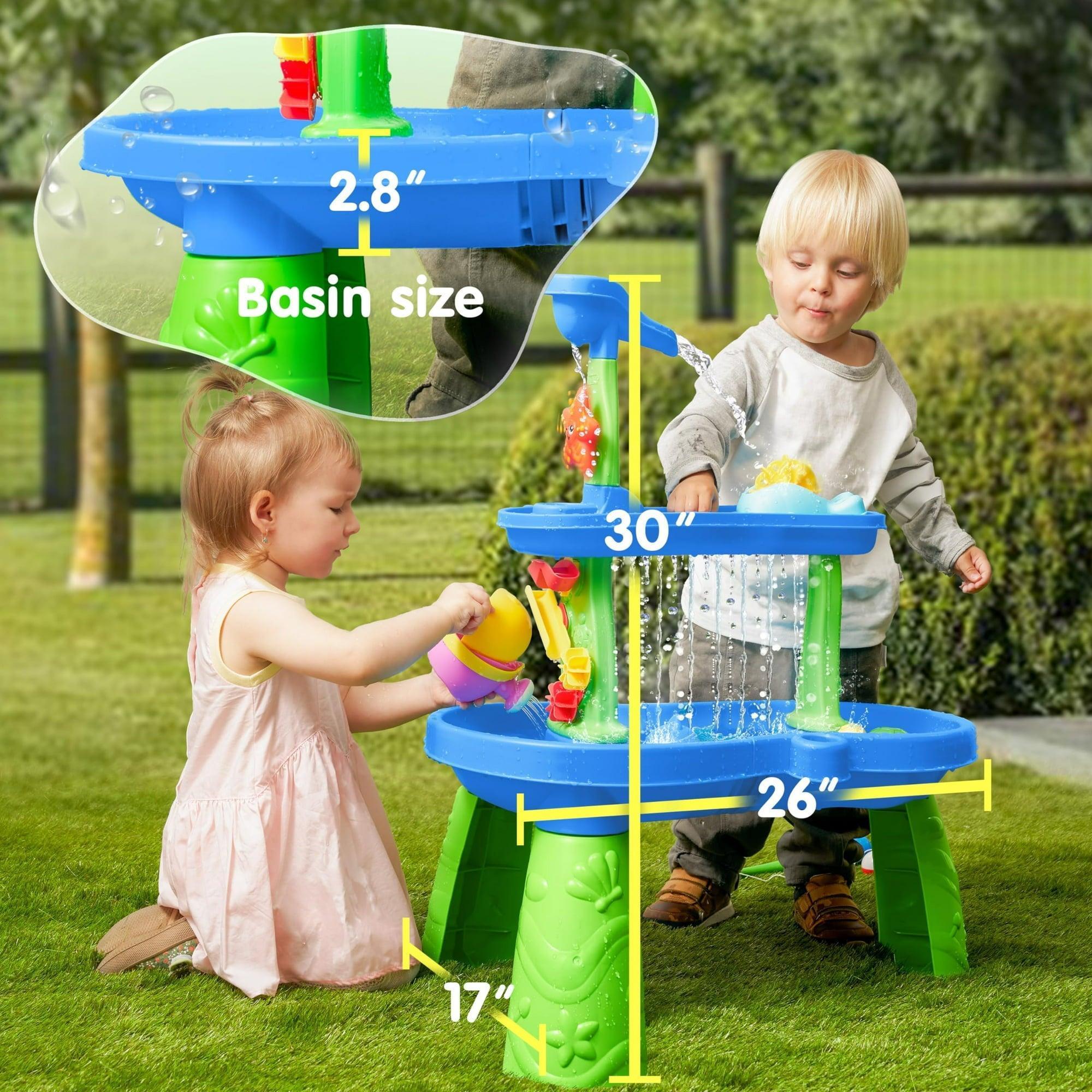 SYNCFUN Water Table for Toddlers – 3-Tier Sand & Water Play Table for Kids Ages 2-5 - ClubOn