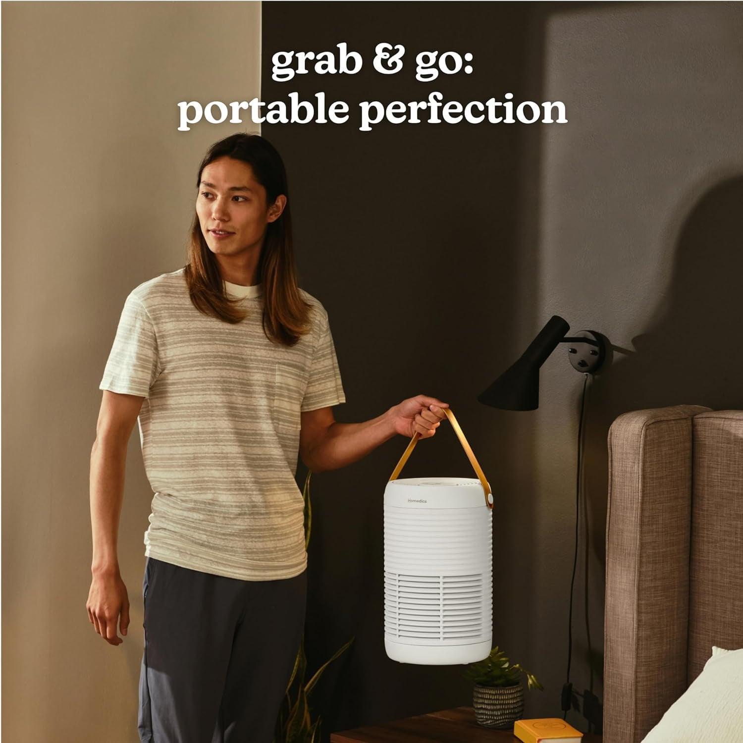 Homedics 3-in-1 Air Purifier – True HEPA, Activated Carbon Filter, 975 Sq. Ft Coverage, Reduces Bacteria & Odors - ClubOn