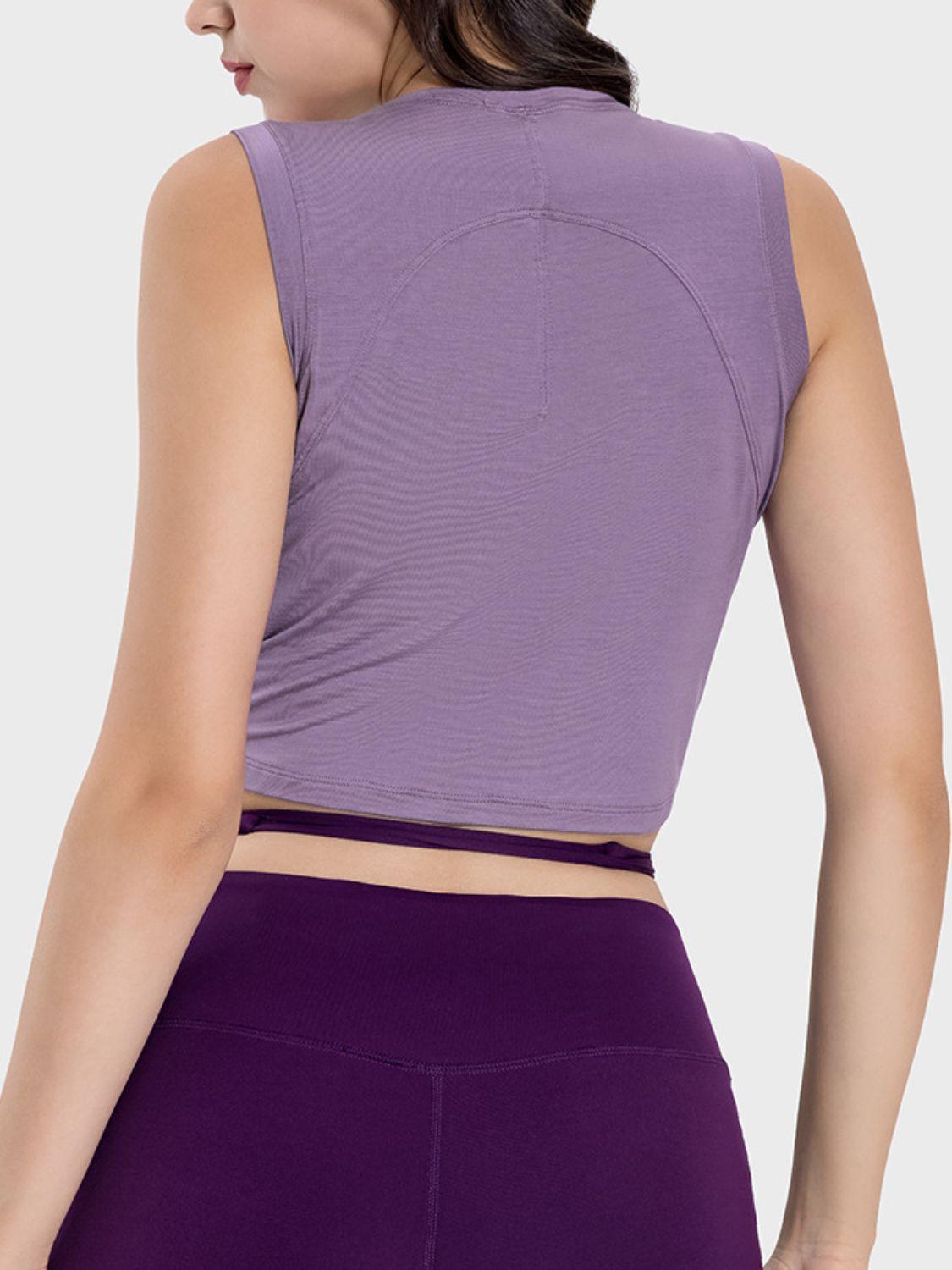 Millennia Drawstring Ruched Wide Strap Active Tank - ClubOn