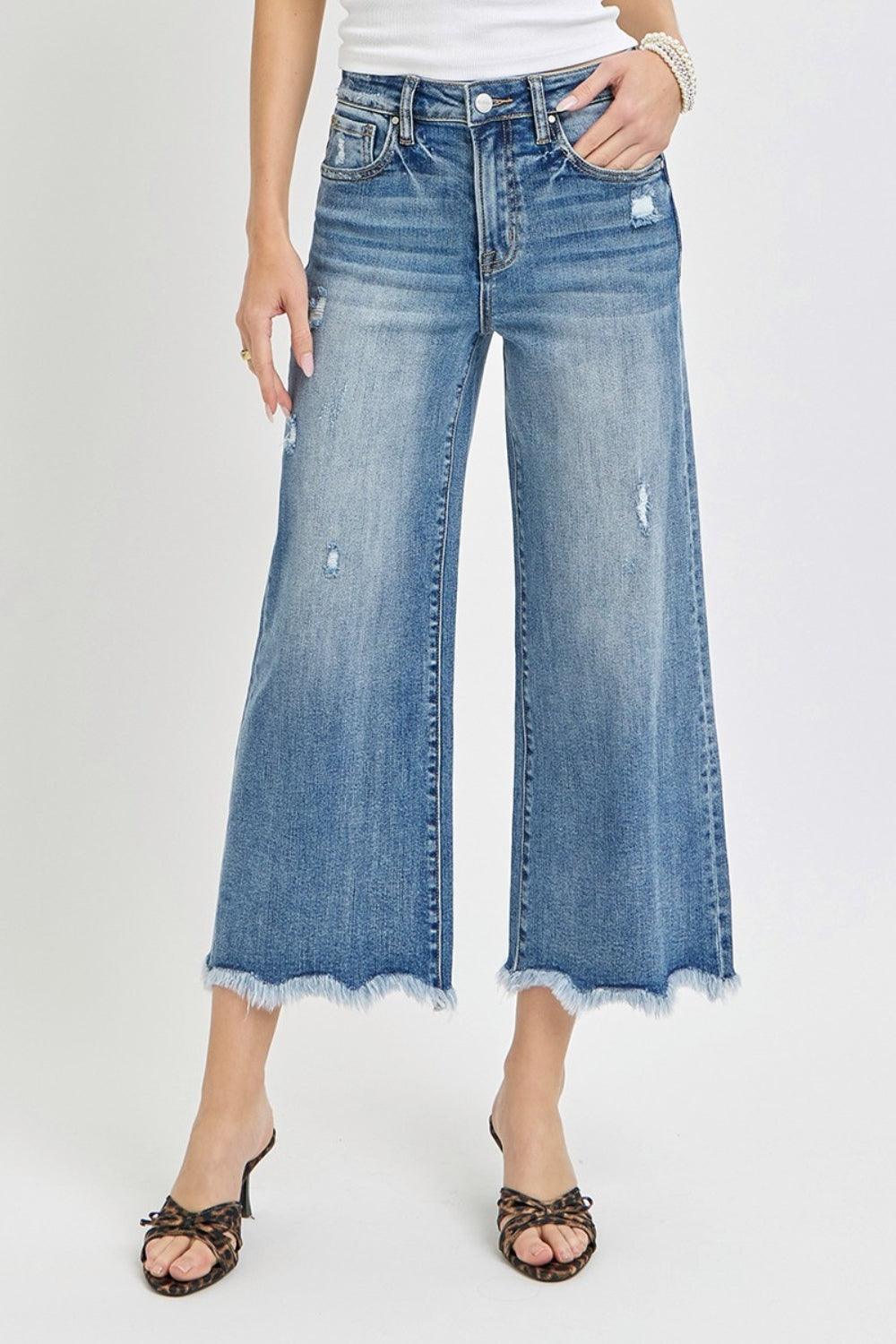 Risen High Rise Cropped Flare Jeans - ClubOn