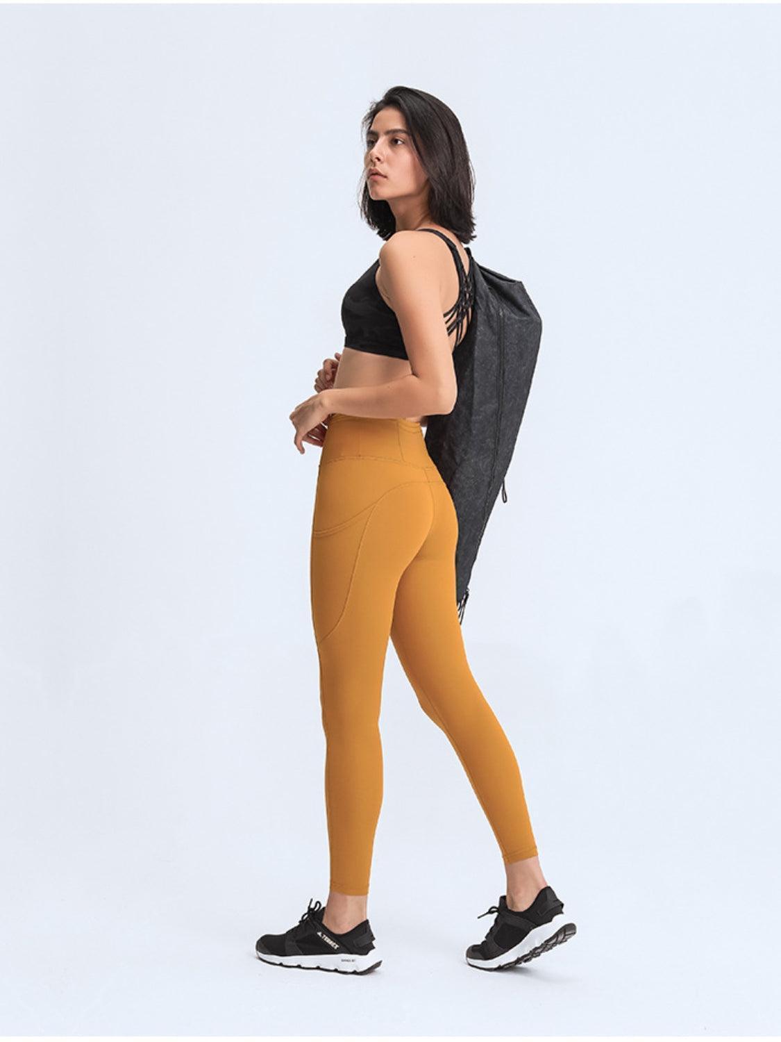 Millennia Wide Waistband Leggings with Pockets - ClubOn