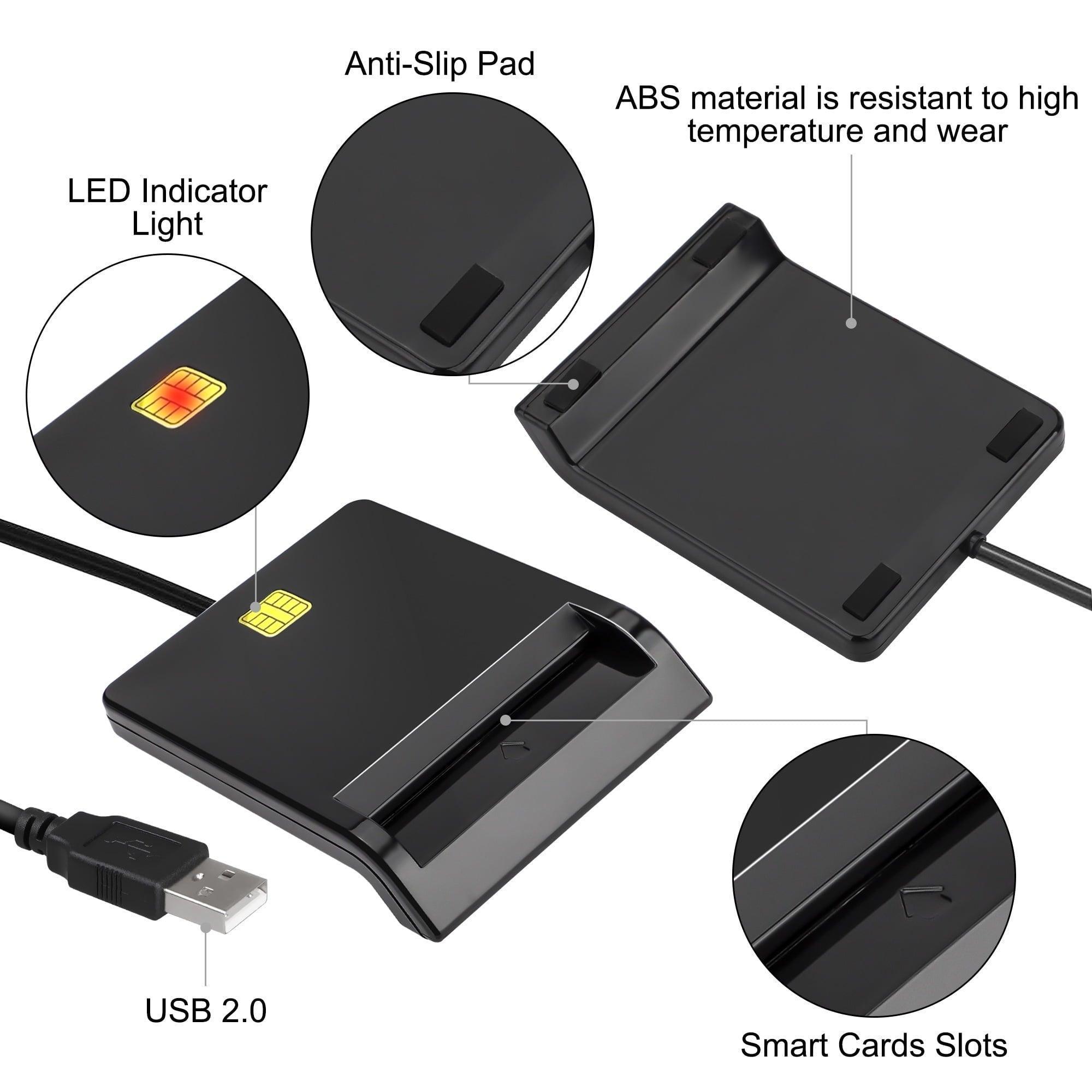 TSV CAC Smart Card Reader, DOD Military USB Common Access Card Adapter, Compatible with Military/ID/IC Bank Chip Cards - ClubOn
