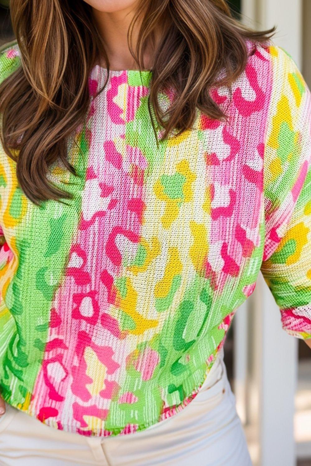 Plus Size Printed Round Neck T-Shirt - ClubOn