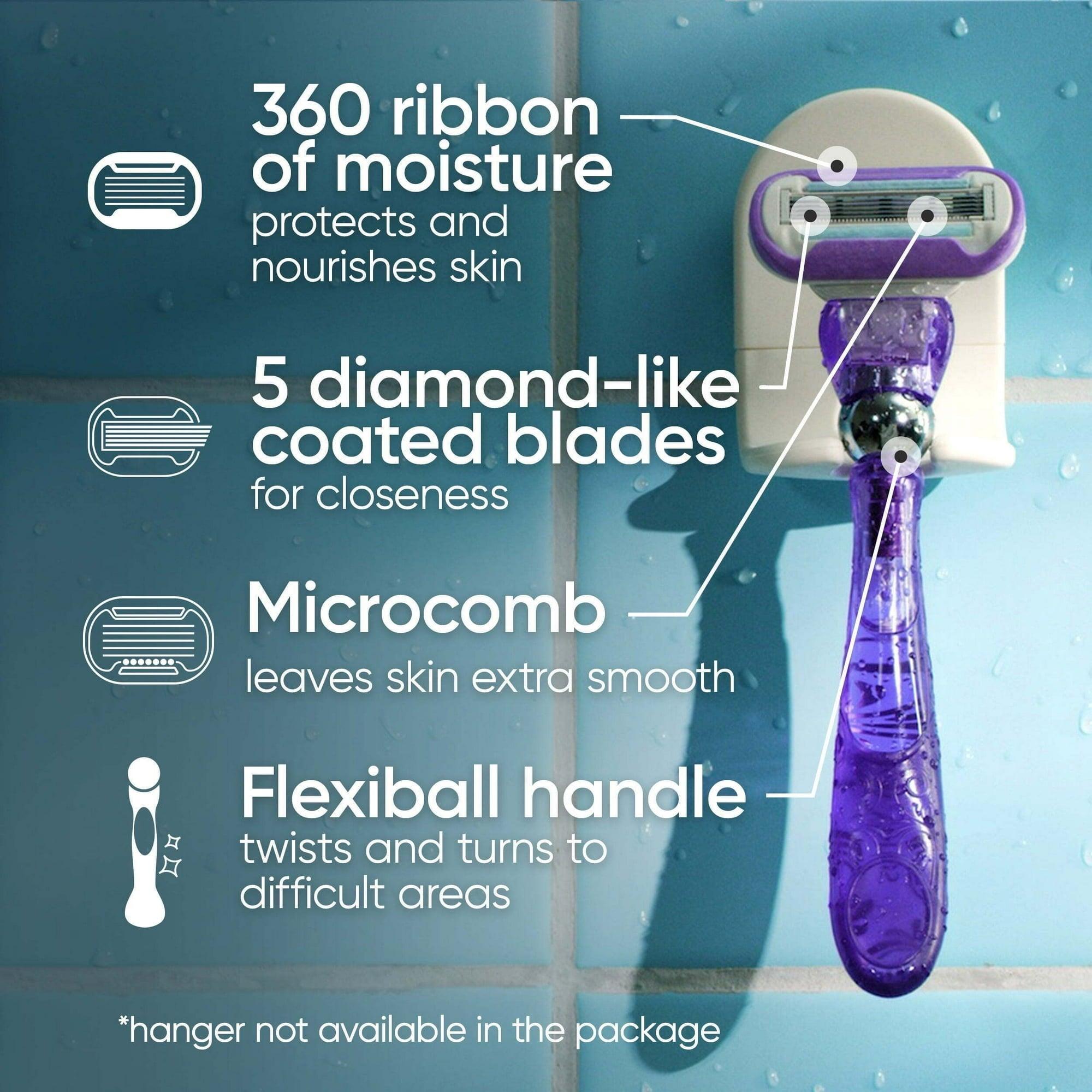 Venus Deluxe Smooth Swirl Razor for Women, 5 Blades, Handle + 2 Refills, Purple - ClubOn