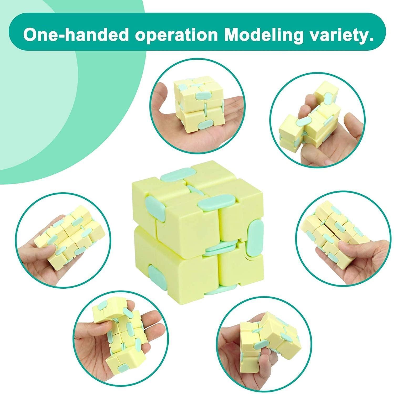 Infinity Cube 3 Pack Fidget Cube Toy – Stress & Anxiety Relief for Adults and Kids, Hand-Held Magic Puzzle Flip Fidgeting Finger Toys for ADD, ADHD, and Relaxation - ClubOn