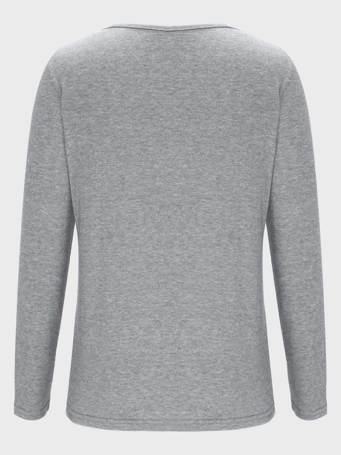 Crisscross V-Neck Long Sleeve T-Shirt - ClubOn