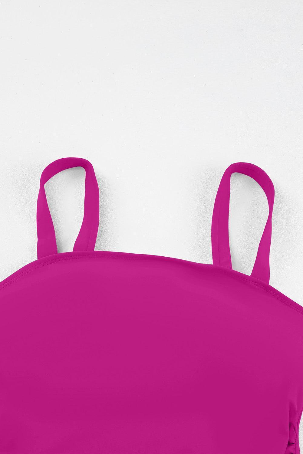 Ruched Slit Tankini Set - ClubOn