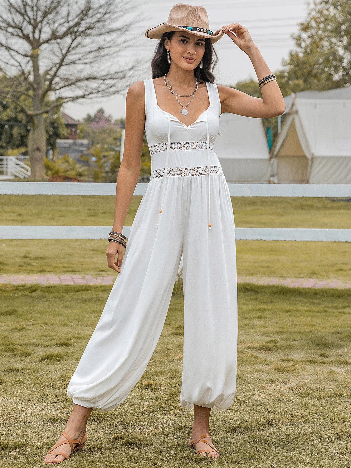 Backless Wide Strap Wide Leg Jumpsuit - ClubOn
