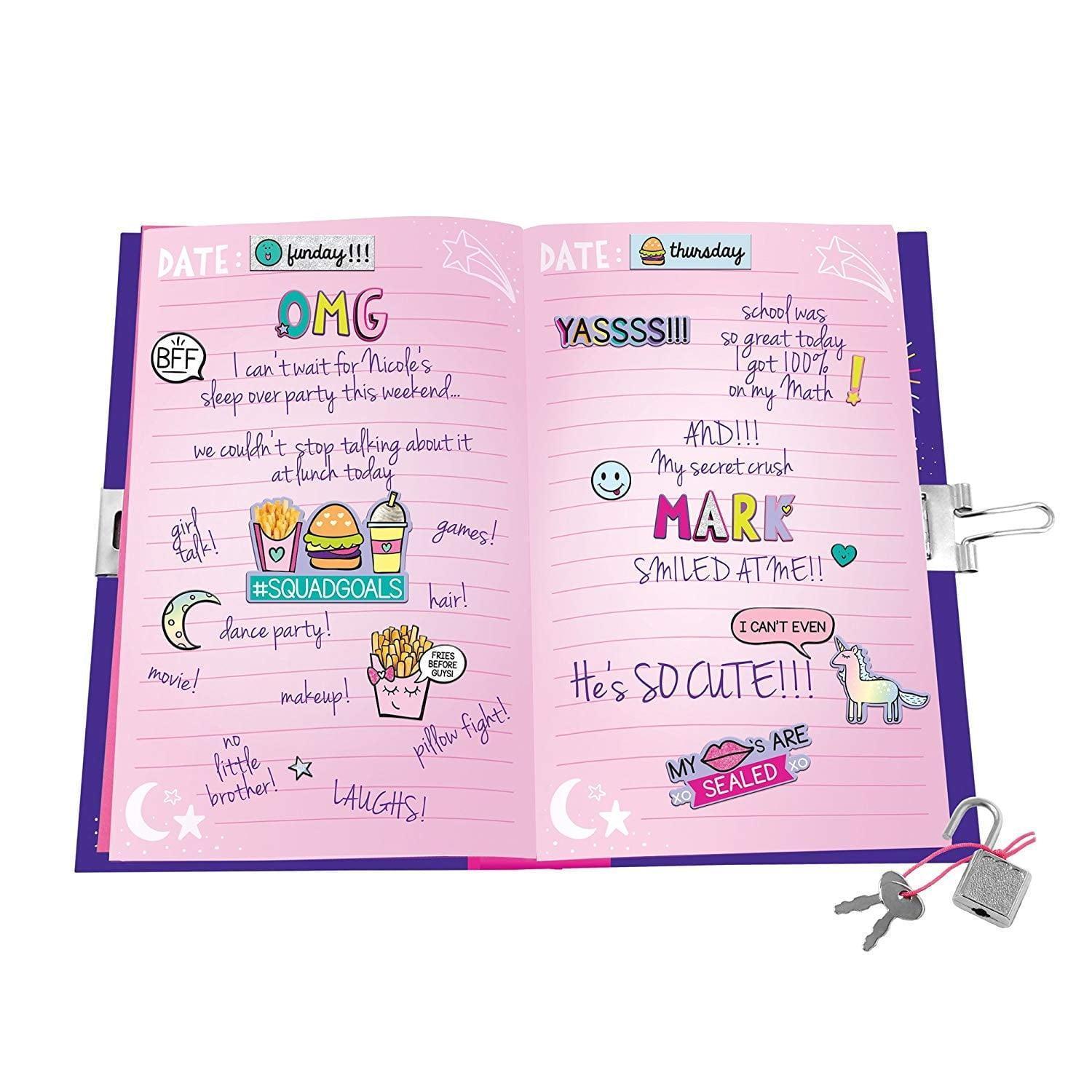 Just My Style Light Up Diary, LED-Activated Journal for Kids, Personalizable Locking Diary - ClubOn