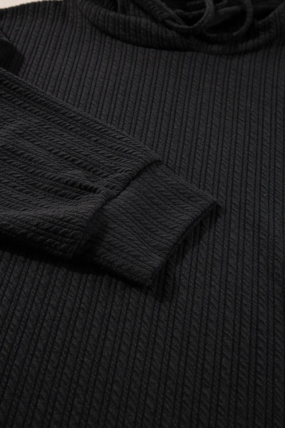 Plus Size Drawstring Dropped Shoulder Hoodie and Shorts Set - ClubOn