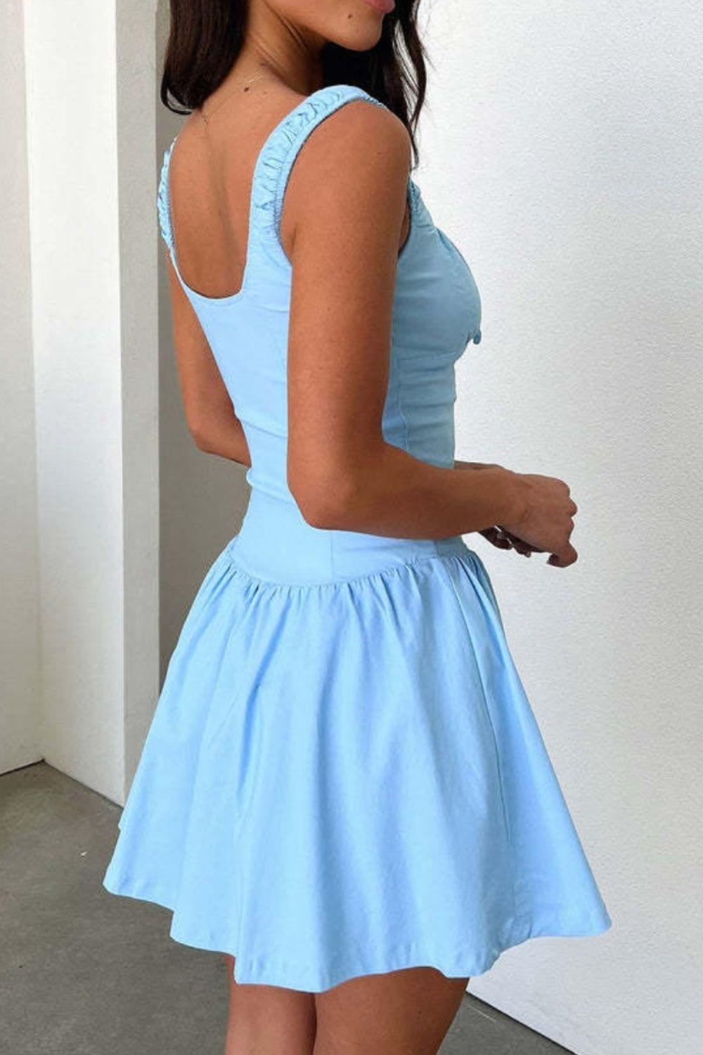 Decorative Button Square Neck Cami Dress - ClubOn