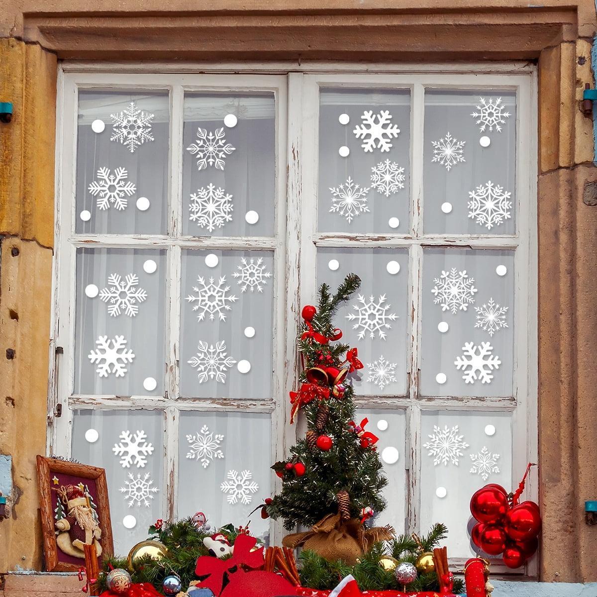 Christmas Window Stickers Clings, Snowflakes Holiday Decals for Glass Decorations, 8 Sheets of Party Window Clings - ClubOn