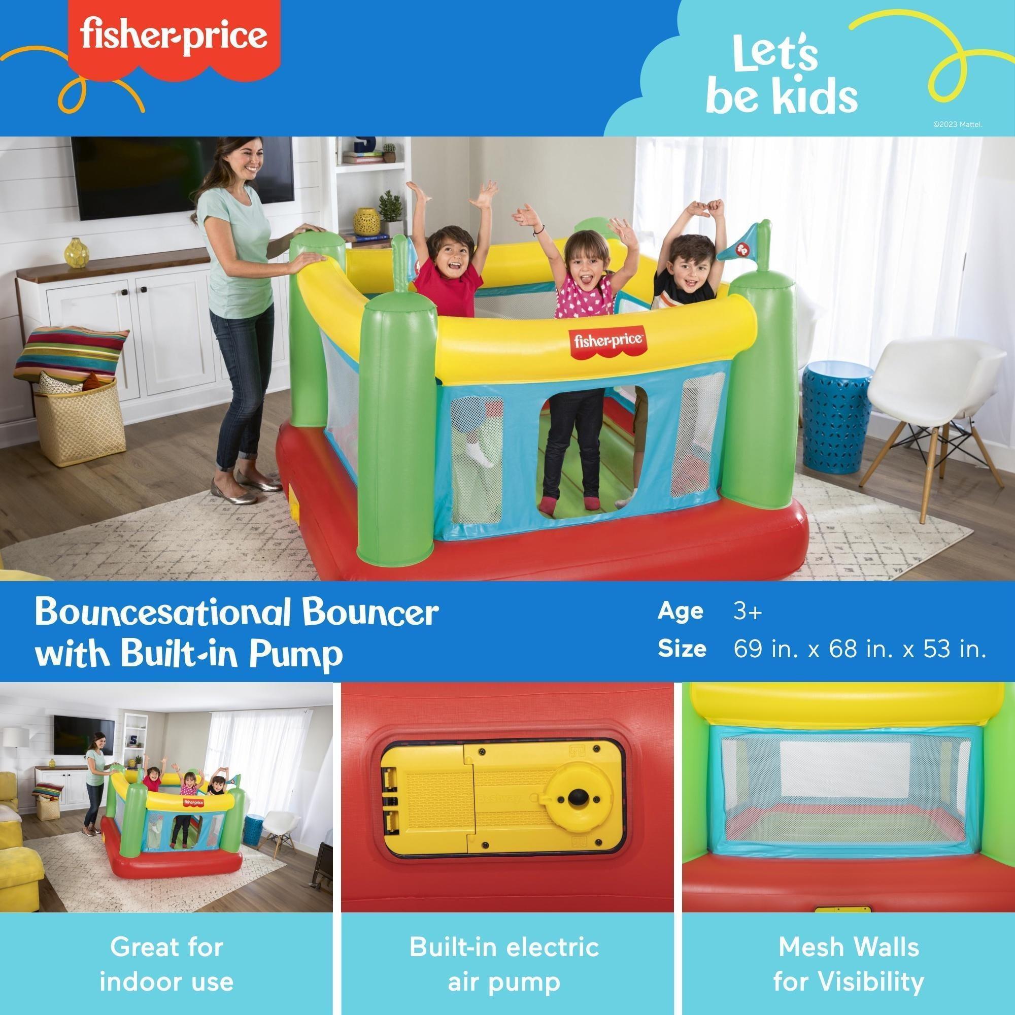 Fisher-Price Indoor Bouncer with Built-in Pump – Comfortable, Portable Baby Seat - ClubOn