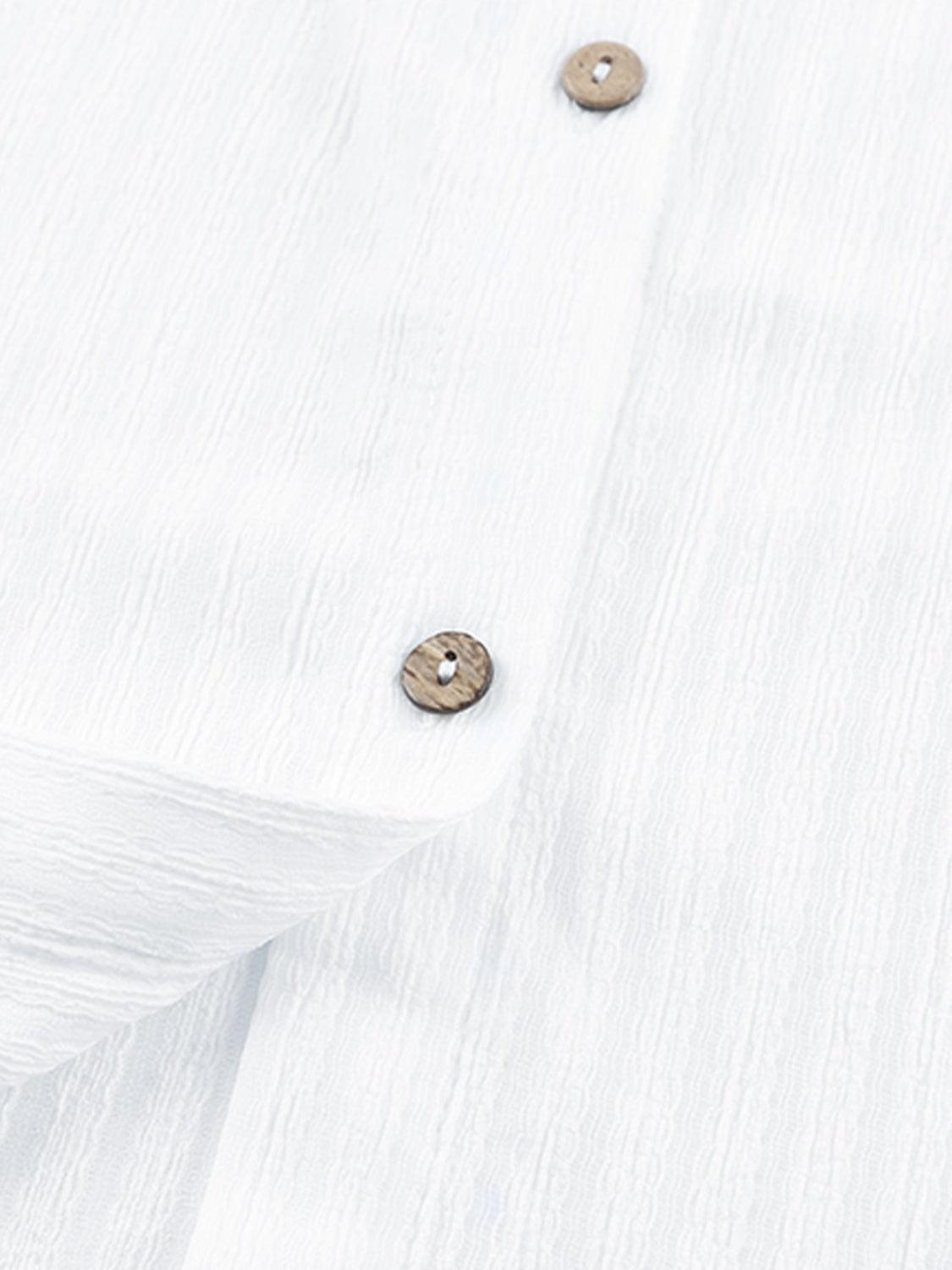 Button Up Collared Neck Slit Shirt Dress - ClubOn