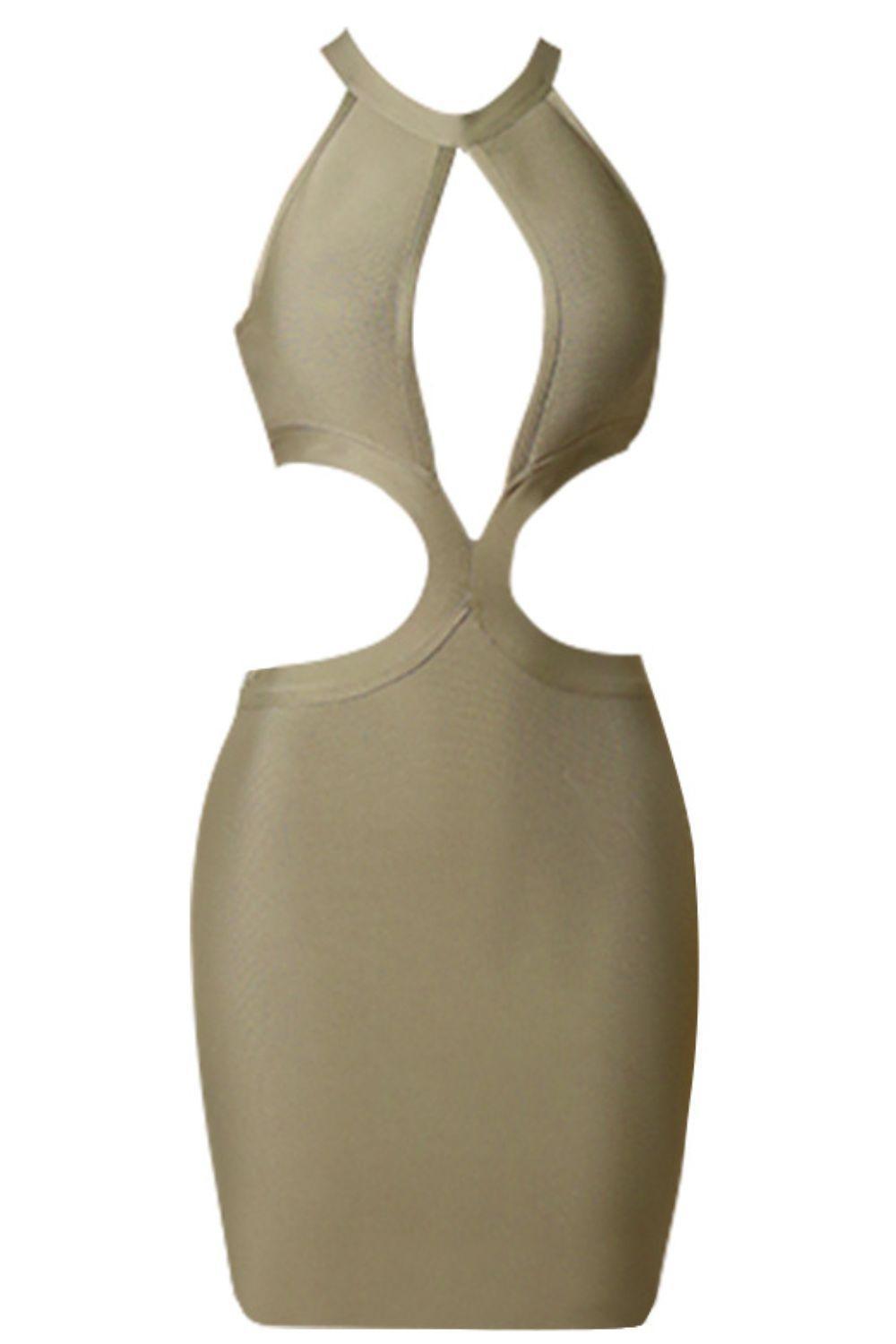 Cutout Grecian Neck Sleeveless Dress - ClubOn