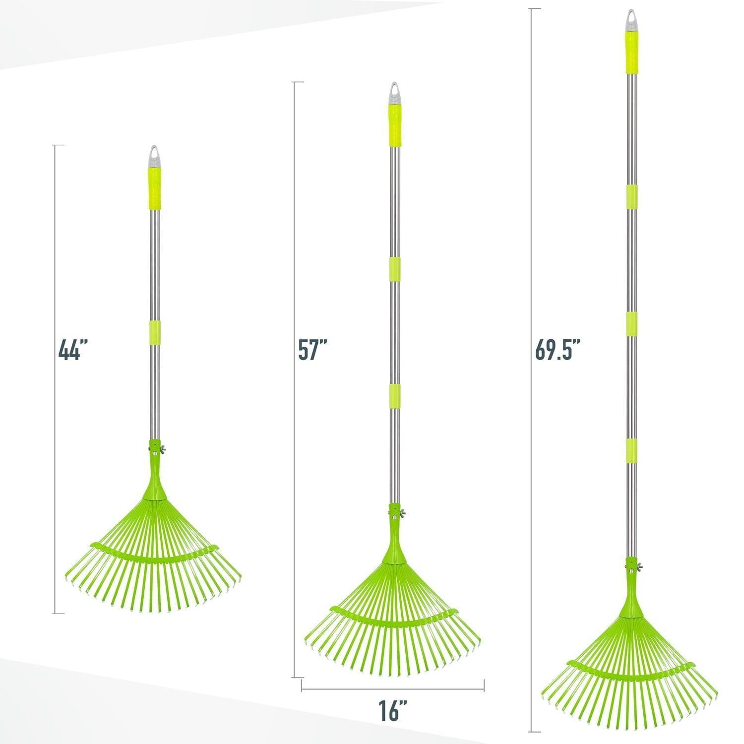 Hortem Leaf Rakes Set, Adjustable Steel Garden Rake for Leaves & Yard Leaf Scoops - ClubOn