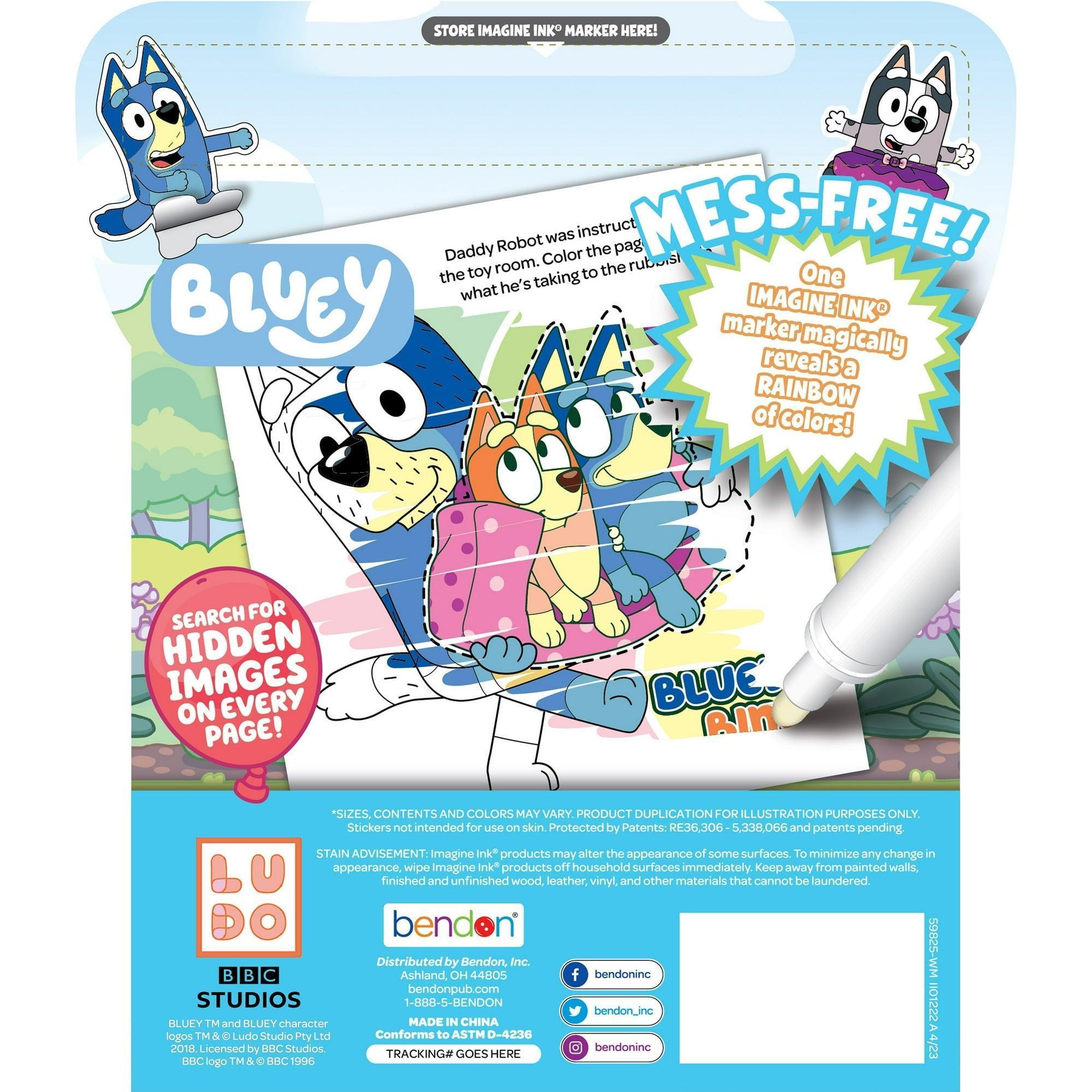 Bluey 12-Page Imagine Ink Coloring Pad with Stickers & Mess-Free Marker – Paperback - ClubOn