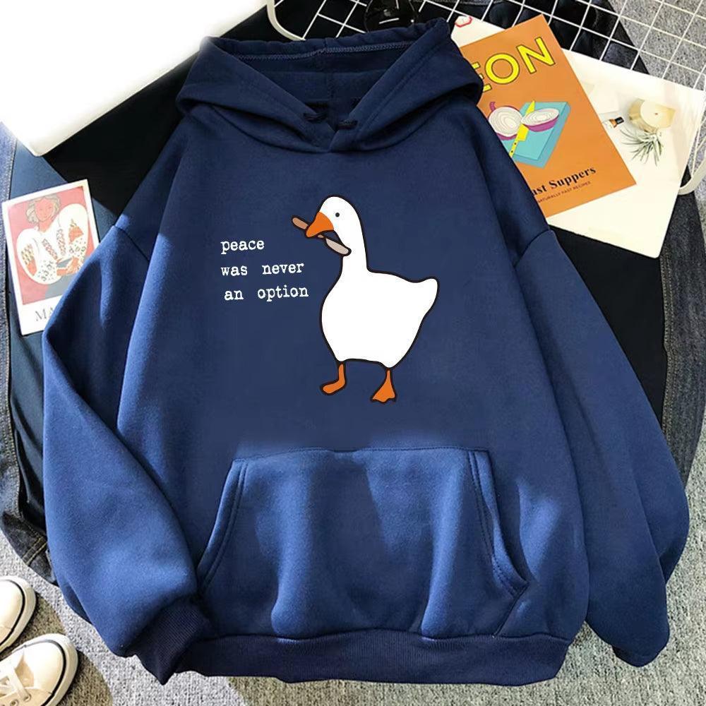 Peace Was Never an Option Goose Print Hoodie - Unisex Streetwear Pullover - ClubOn