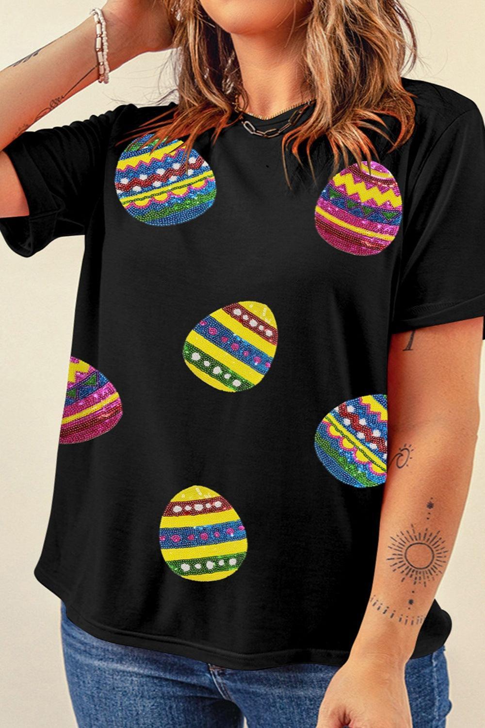 Plus Size Easter Round Neck Short Sleeve T-Shirt - ClubOn