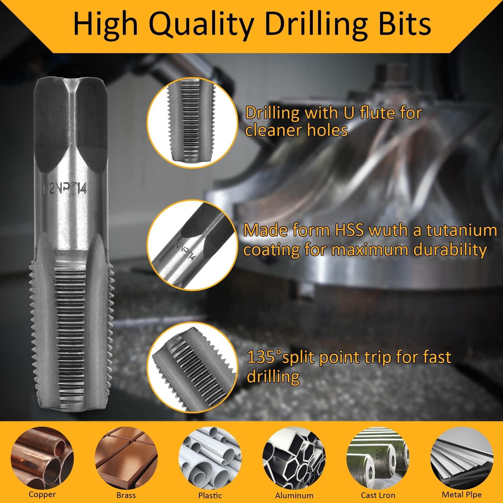 5-Piece NPT Pipe Tap Set – Precision Carbon Steel Taps for Clean Threads, Includes 3/4