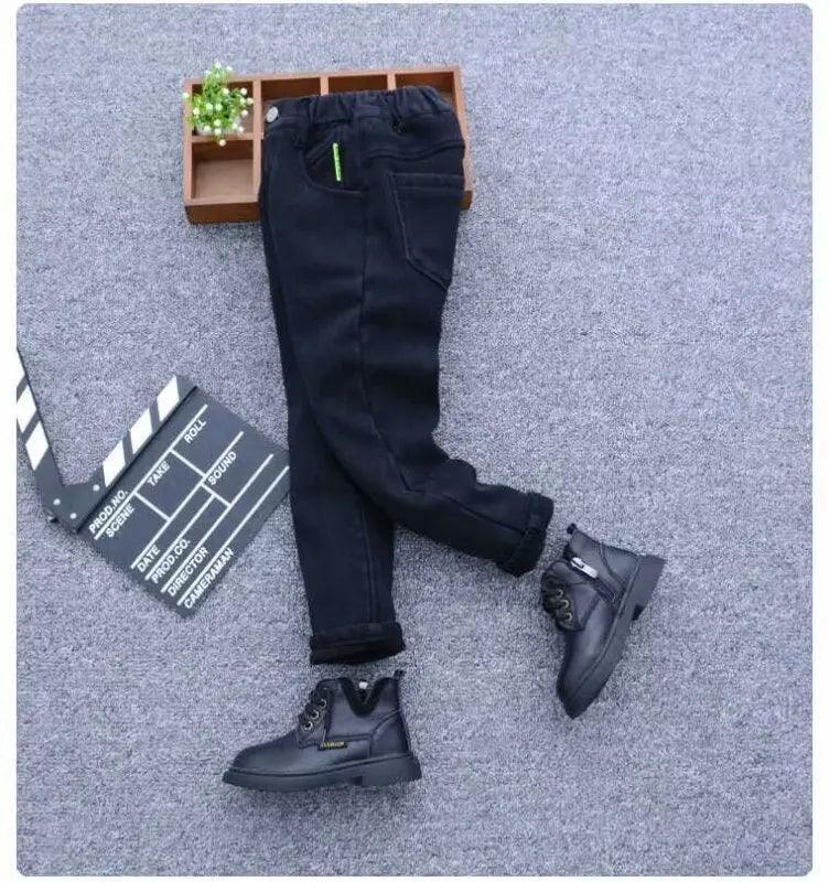 Boys' Unisex Plus Fleece Winter Pants - Warm Stretch Jeans - ClubOn