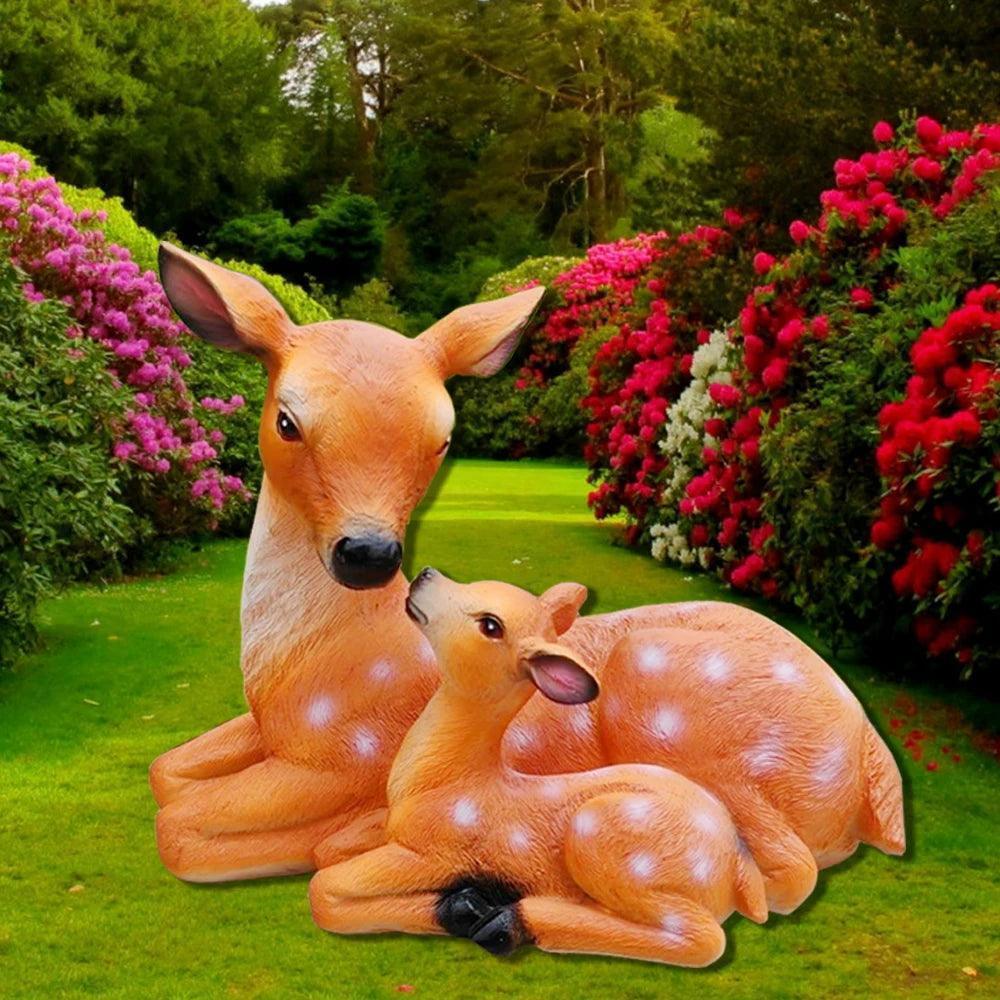 Lifelike Resin Deer Figurine Set - Fawn & Doe Garden Sculpture - ClubOn