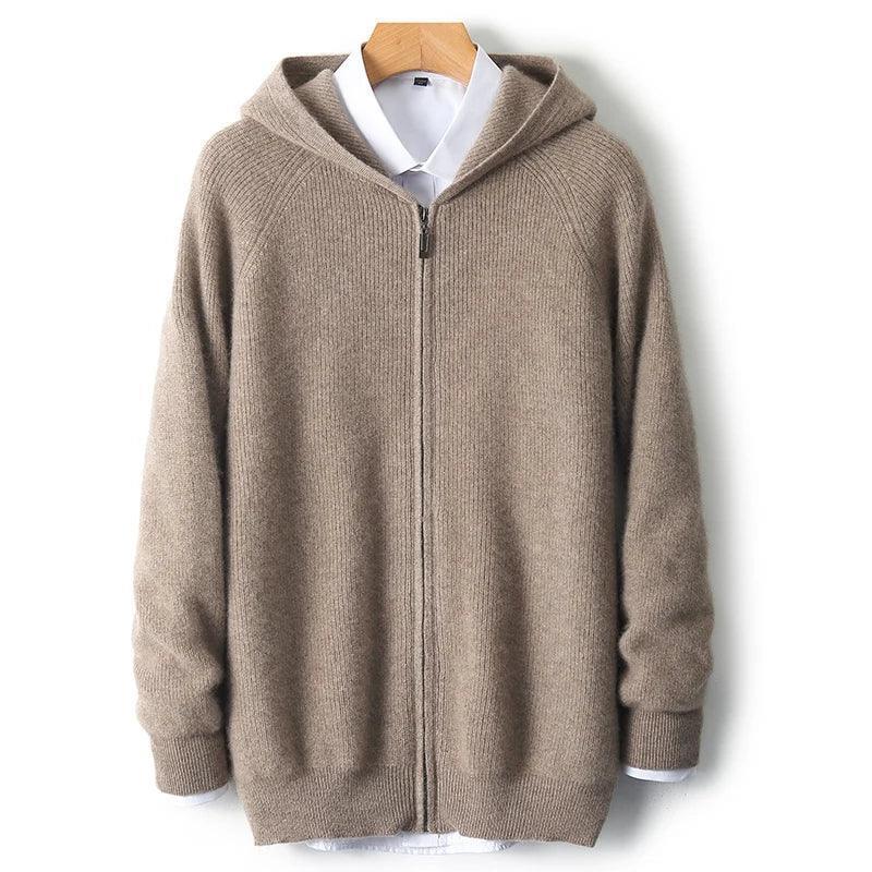 Men's 100% Padded Cardigan - Zipper Hooded Long Sleeve Business Casual Sweater - ClubOn