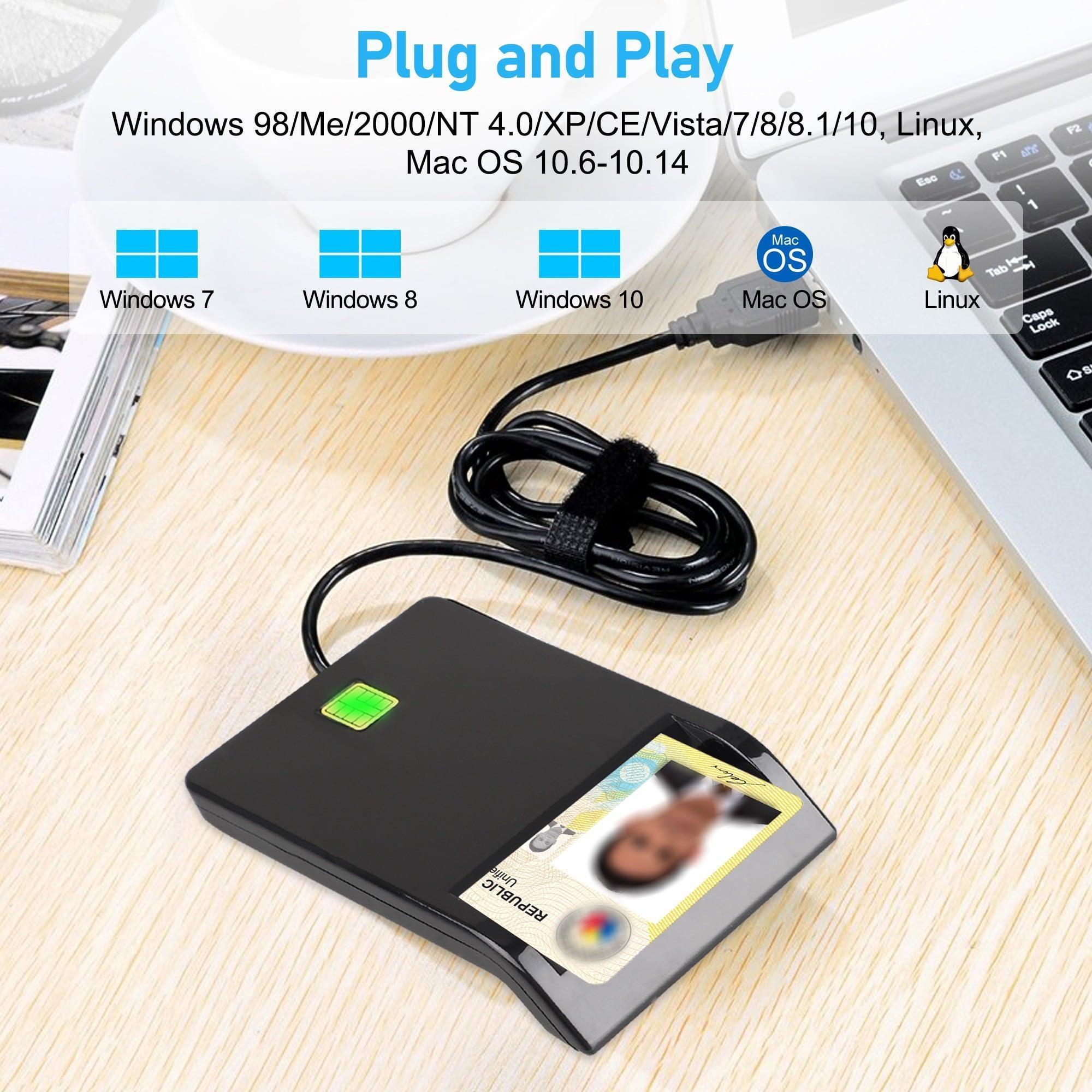 TSV CAC Smart Card Reader, DOD Military USB Common Access Card Adapter, Compatible with Military/ID/IC Bank Chip Cards - ClubOn