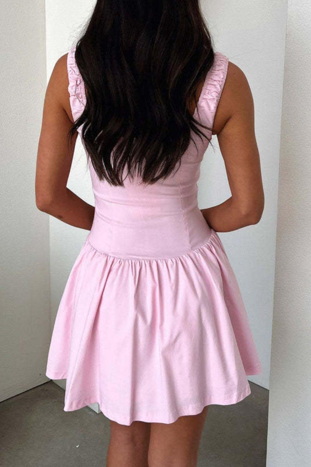 Decorative Button Square Neck Cami Dress - ClubOn