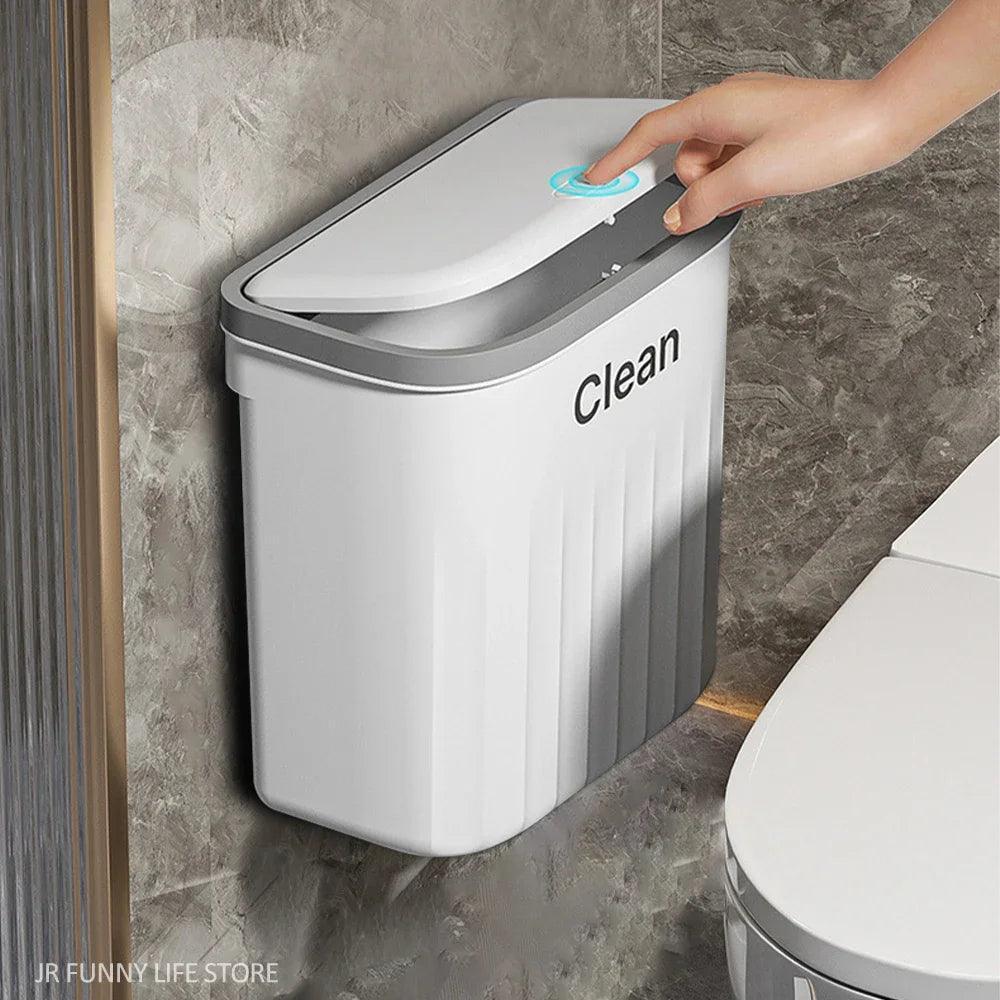 2/16L Wall-Mounted Trash Can with Lid for Bathroom & Kitchen - ClubOn