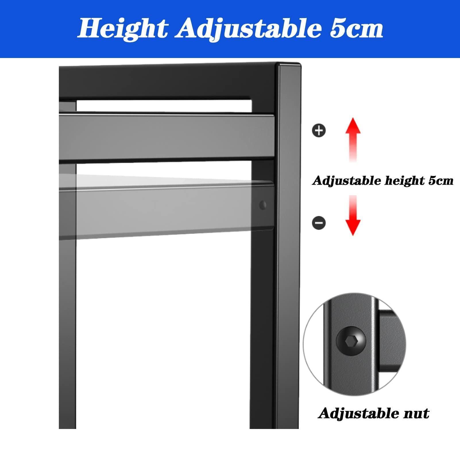 Copedvic 3-Tier Kitchen Baker's Rack, Extendable Microwave Oven Stand, Storage Shelf with S-Hooks, Black - ClubOn