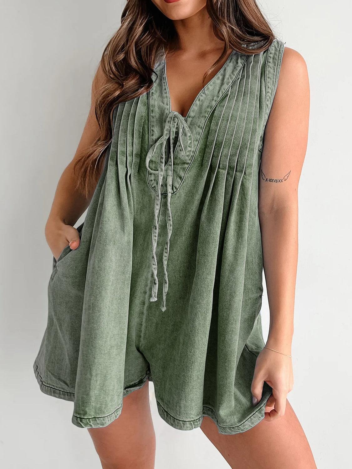 Tied Romper with Pockets - ClubOn