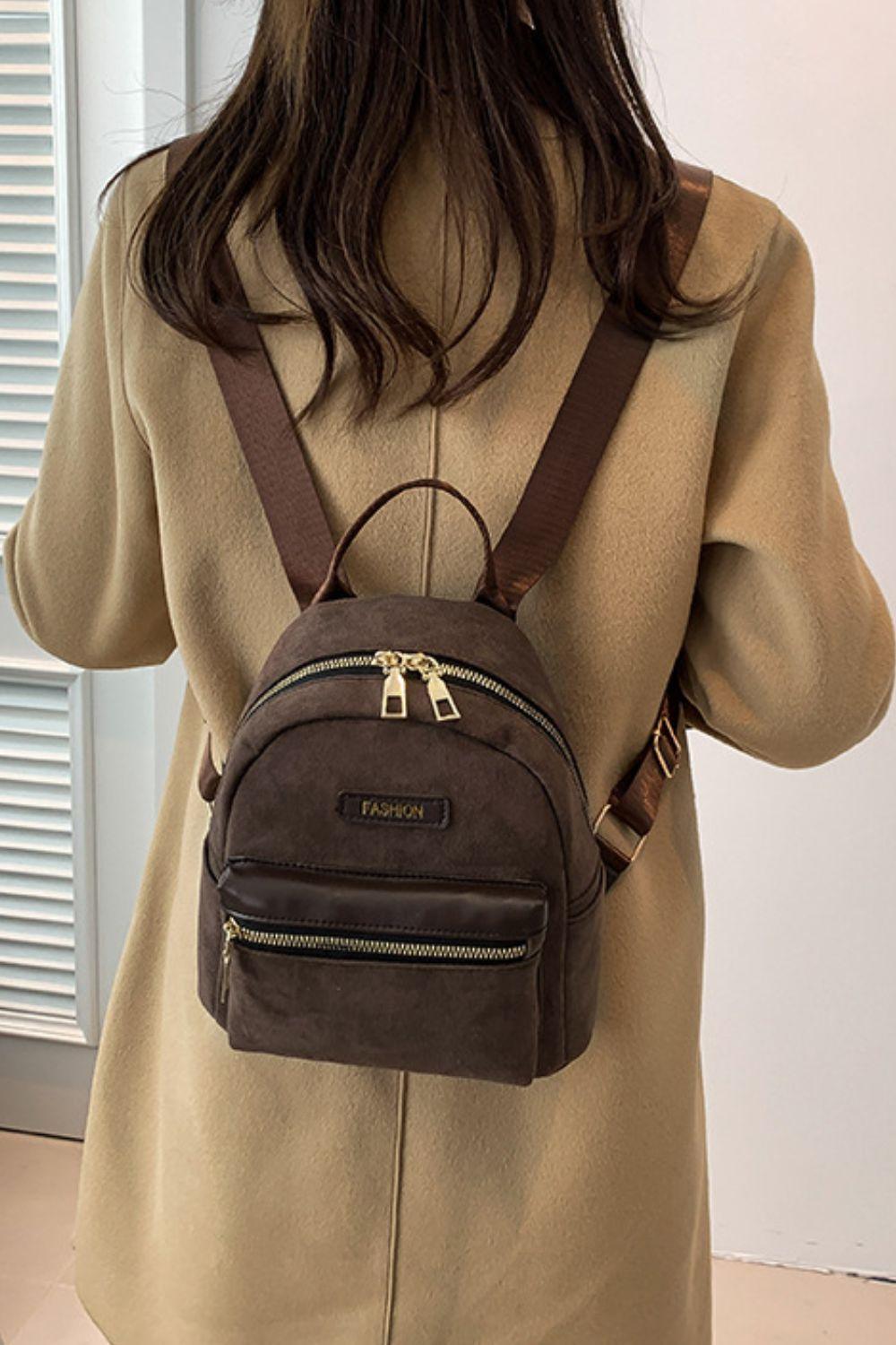 Suede Adjustable Strap Backpack Bag - ClubOn