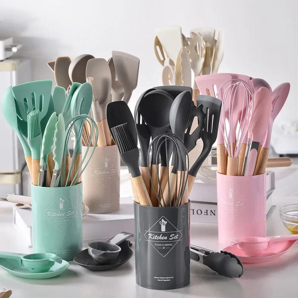 Silicone Kitchen Utensils Set - Non-Stick Cookware - ClubOn