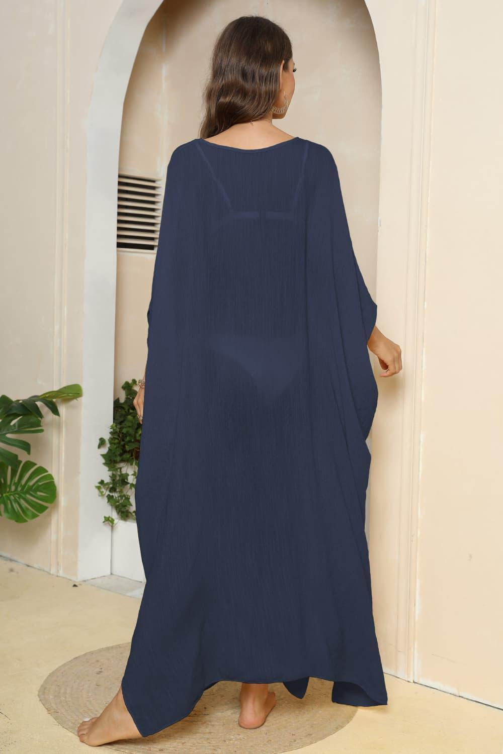 V-Neck Three-Quarter Sleeve Cover-Up - ClubOn