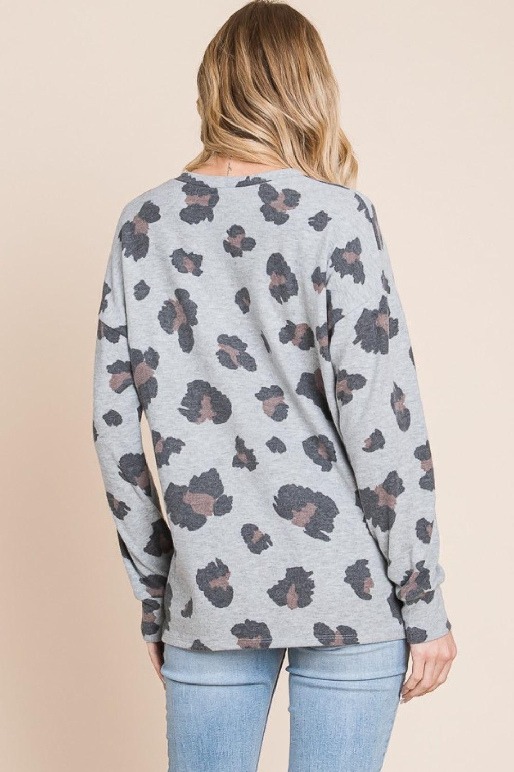BOMBOM Leopard Drop Shoulder T-Shirt - ClubOn