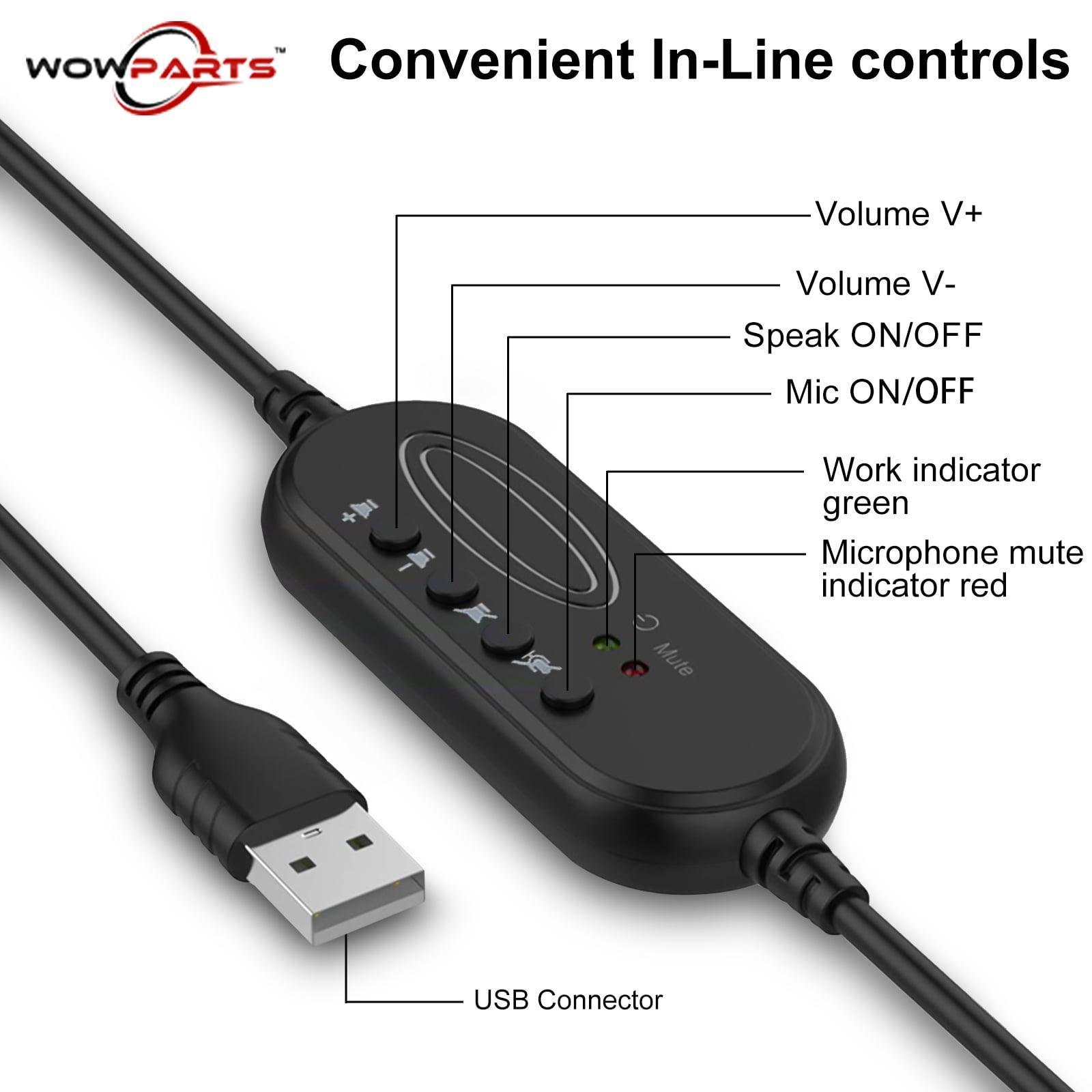 USB Headset with Microphone, Noise Cancelling Stereo Over-Ear Headphones, Boom Mic & Volume Controls for PC, Laptop, Call Center, Skype, Zoom - ClubOn