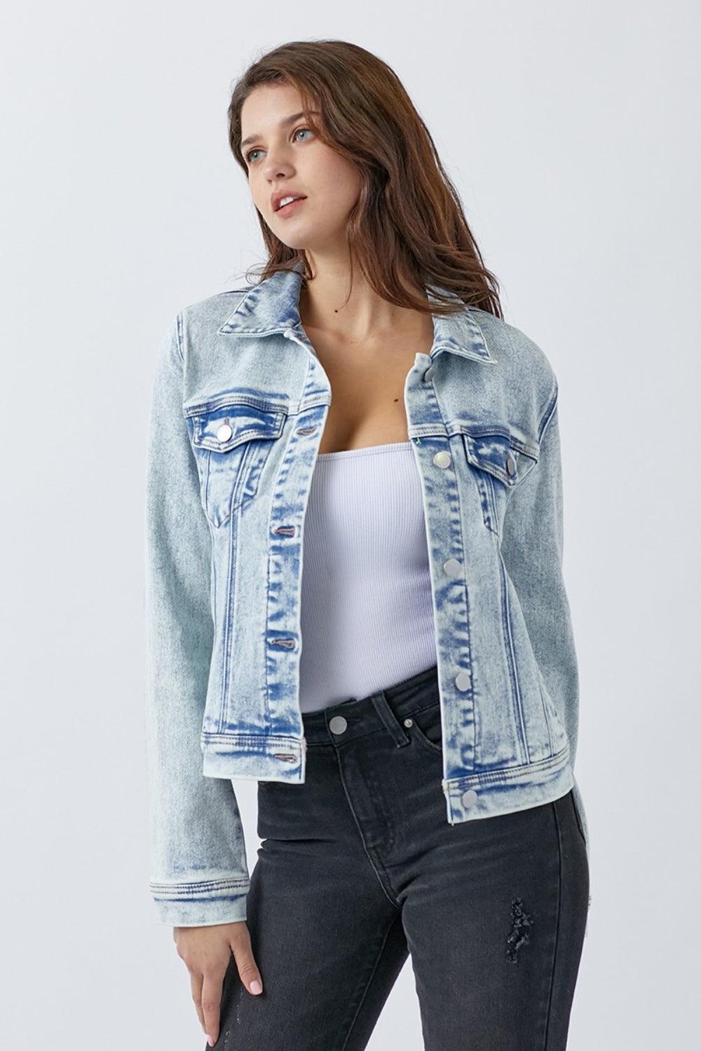 RISEN Button Up Washed Denim Jacket - ClubOn