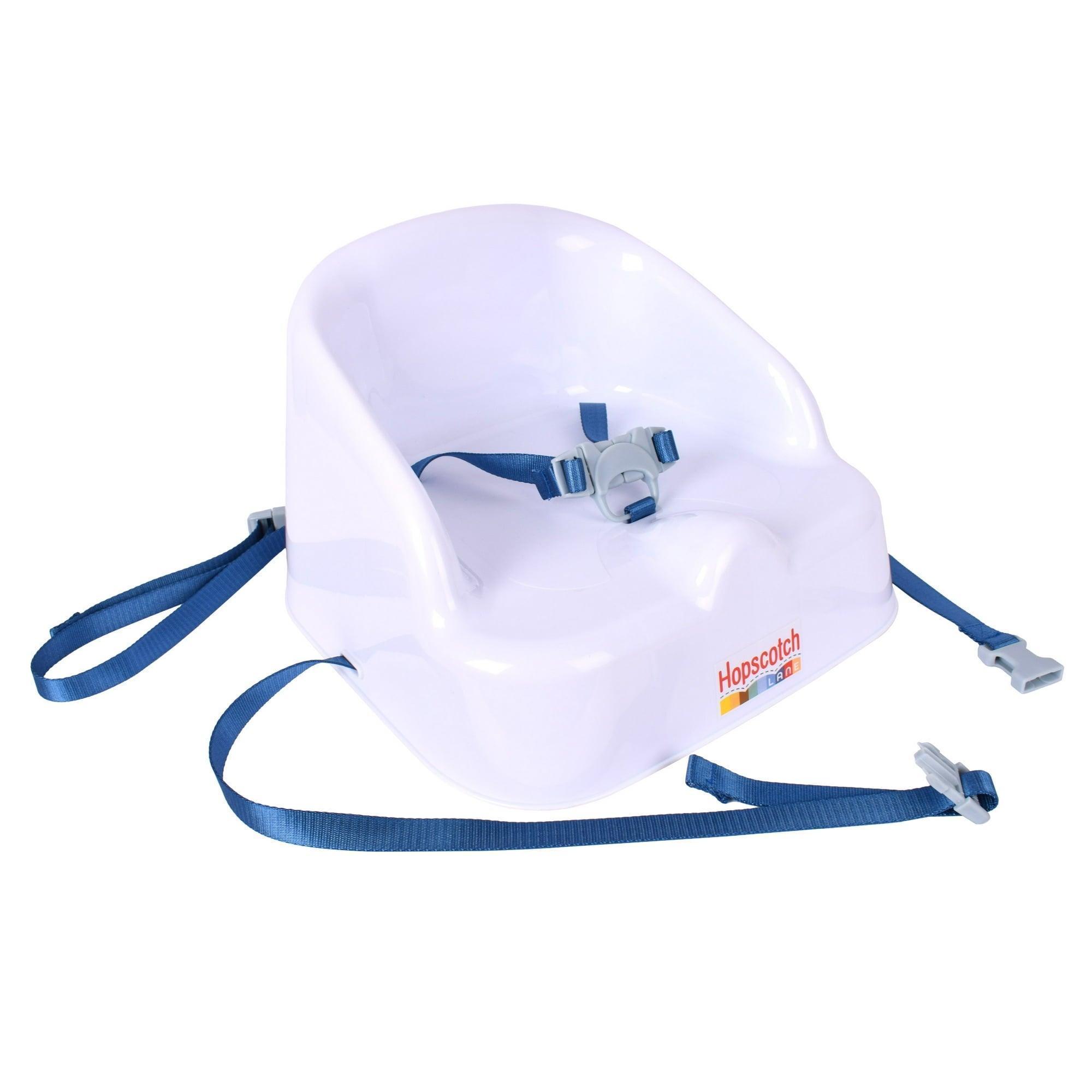 Hopscotch Lane Booster Seat with Straps, White – For Children 6+ Months - ClubOn