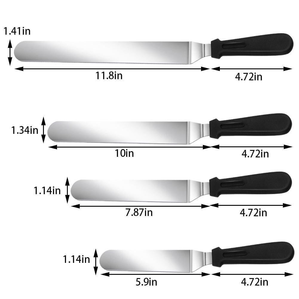 Topekada 4 Set Offset Spatula for Frosting, 6, 8, 10, 12 Inch Angled Cake Icing Spatula, Stainless Steel Icing Spreader Knife, Decorating Cake Scraper - ClubOn
