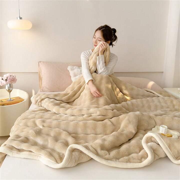 Class A Rabbit Wool Blanket – Thick & Warm Winter Sofa Nap Blanket - ClubOn