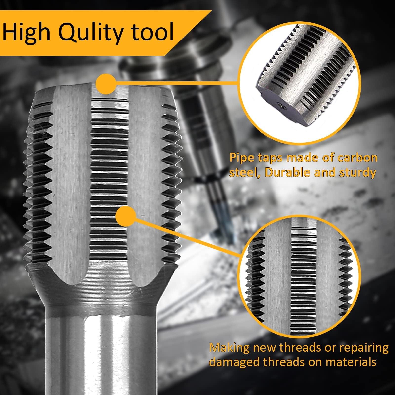 5-Piece NPT Pipe Tap Set – Precision Carbon Steel Taps for Clean Threads, Includes 3/4