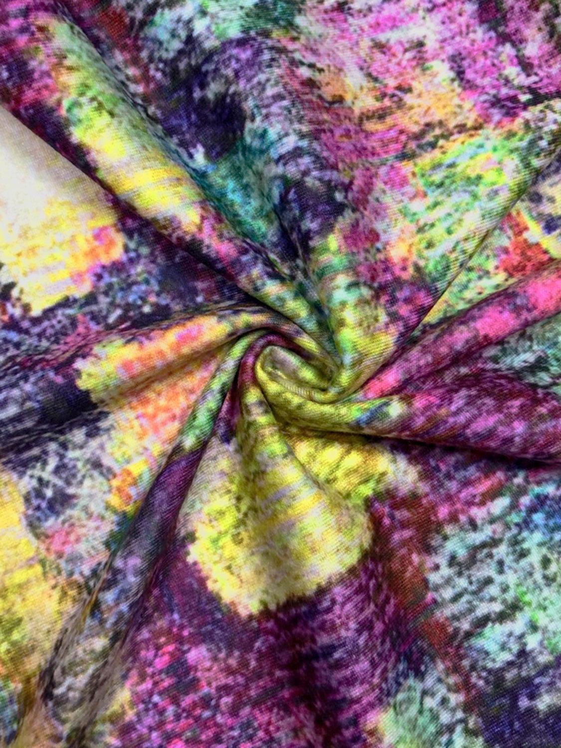 Plus Size Printed Round Neck Long Sleeve Dress - ClubOn