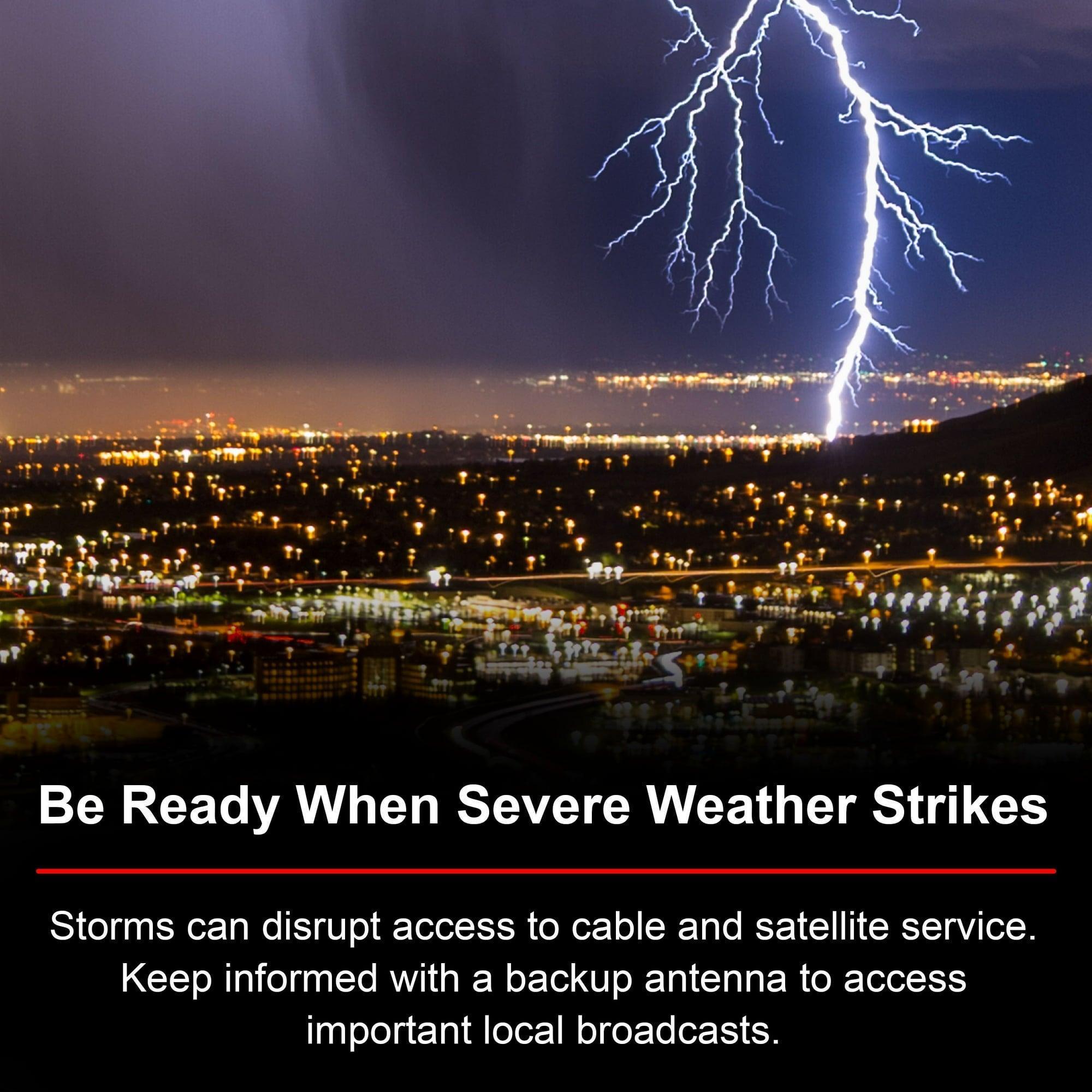 GE Crystal Amplified HDTV Antenna – 50-Mile Range, VHF, 1080P/4K, Black, Model 48732 - ClubOn