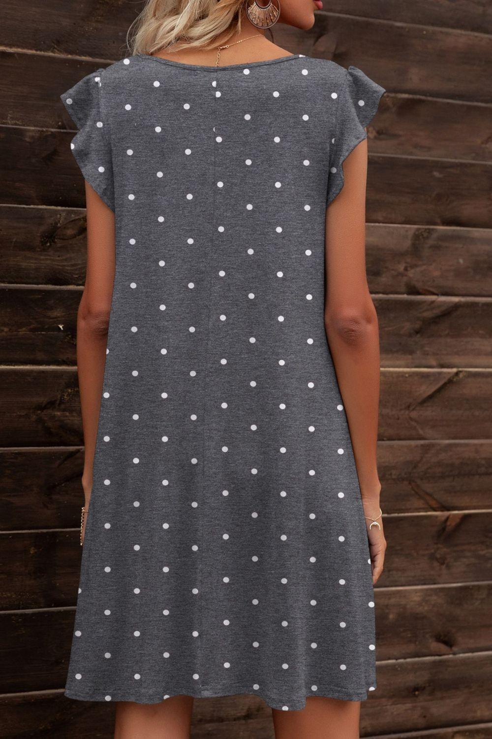 Butterfly Sleeve Round Neck Dress - ClubOn