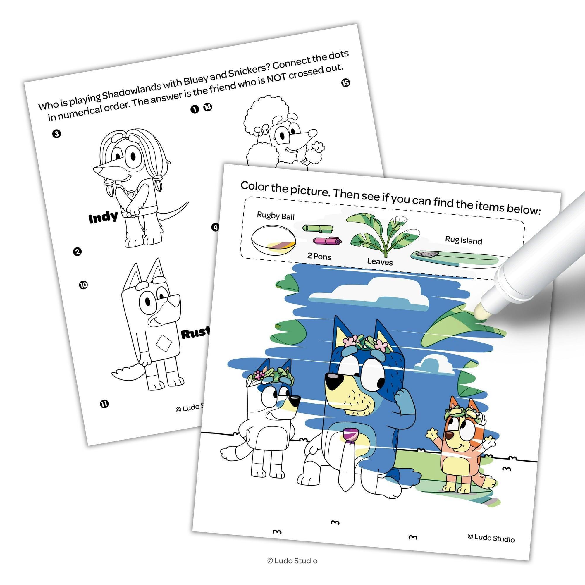 Bluey 12-Page Imagine Ink Coloring Pad with Stickers & Mess-Free Marker – Paperback - ClubOn